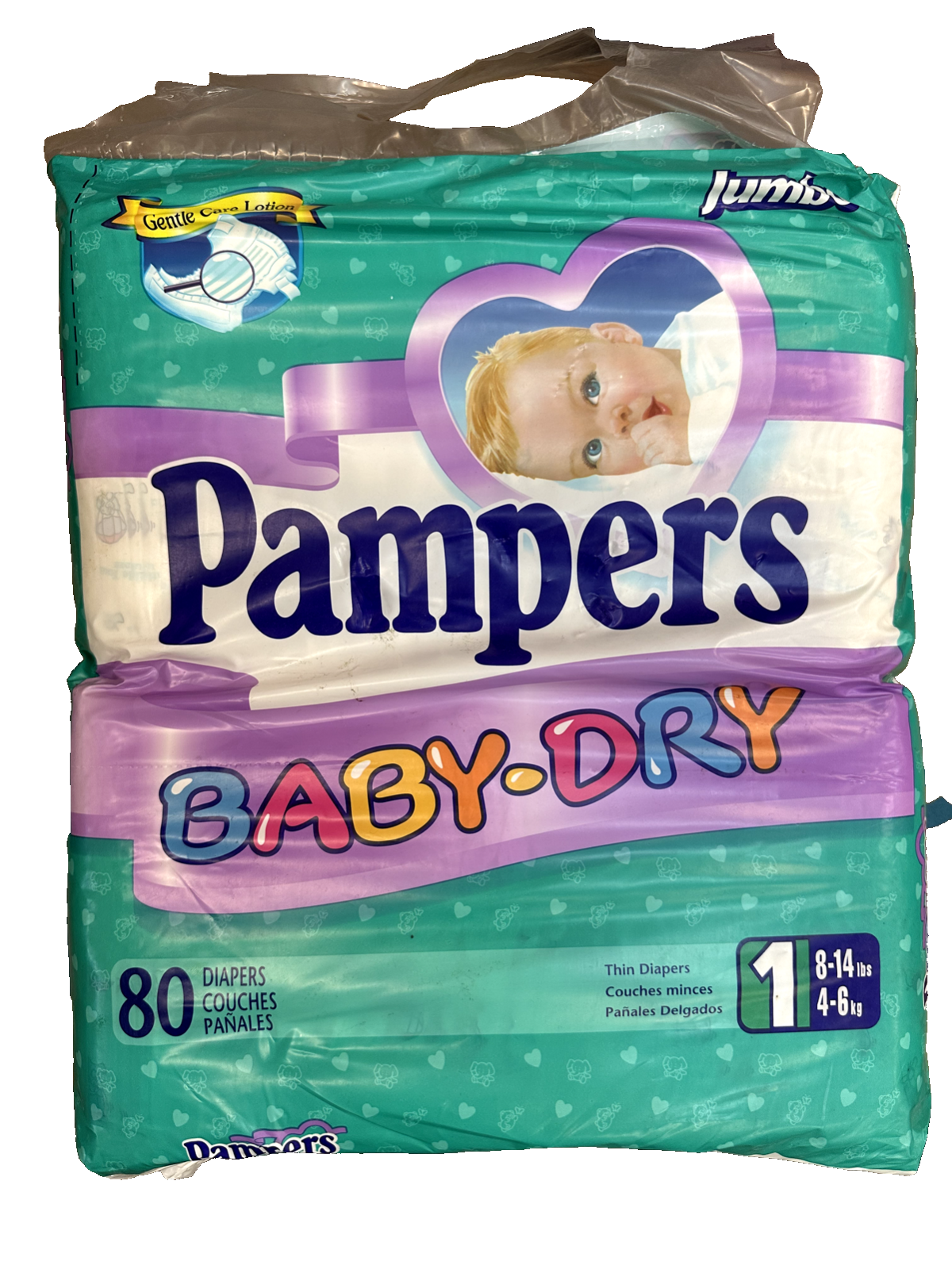 VINTAGE 1999 Pampers Baby Dry Thin Diapers Size 1 - JUMBO PACK 80 ct