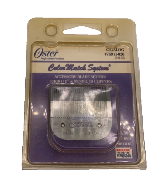 Oster Accessory Blade Set Turbo 111 & Model 10 Clippers (Size 000 1/50" 0.5mm)