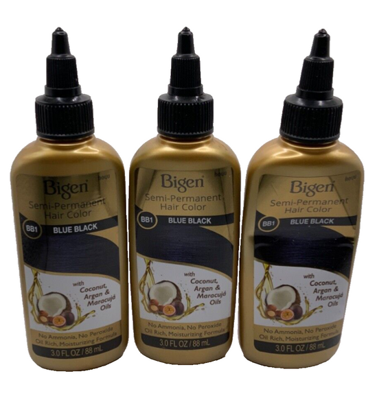 (3 PACK) Bigen Semi Permanent Hair Color BB1 Blue Black 3.0 oz