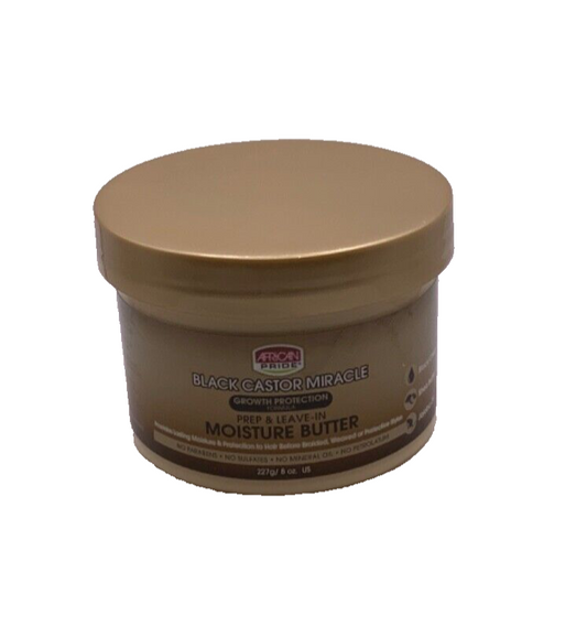 African Pride Black Castor Miracle Prep & Leave-In Moisture Butter 8oz