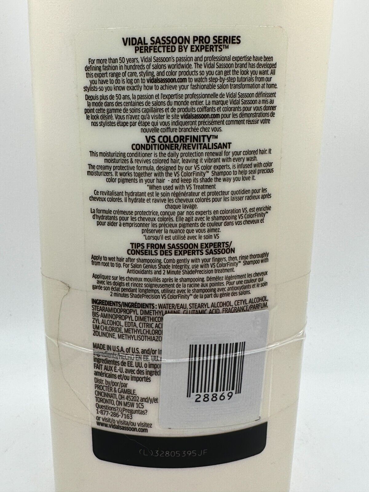 1x Vidal Sassoon Pro Series Color Finity Protecting Conditioner 25.3 fl oz 750ml