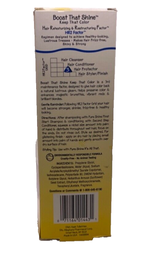 Hask Pure Shine Boost That Shine Hair Retexturizing & Restructuring Factor / 3oz