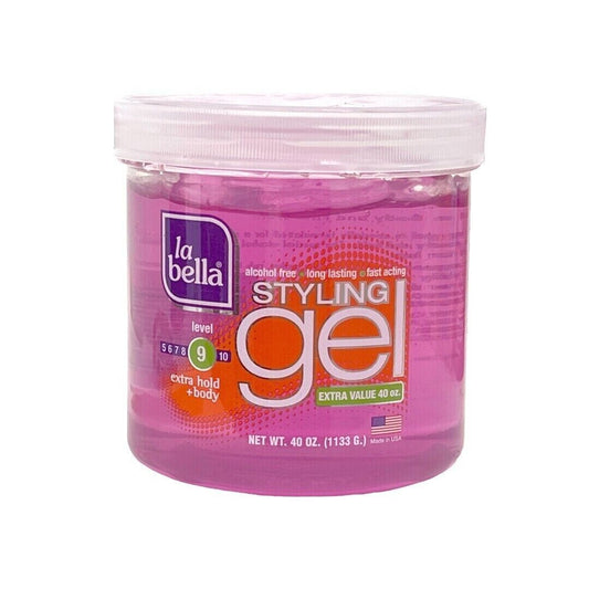 La Bella Styling Gel Extra Hold + Body Level 9 Pink Large Size 40 oz New