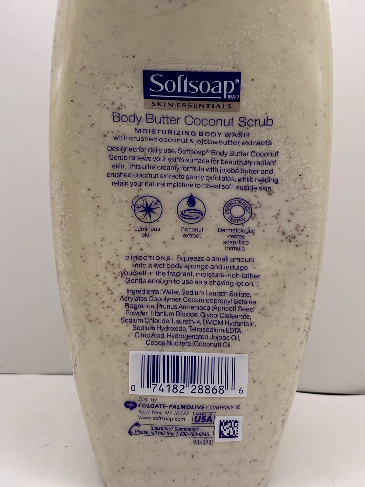 Softsoap Body Butter Coconut Scrub Moisturizing Body Wash Daily Luminosity 18 oz