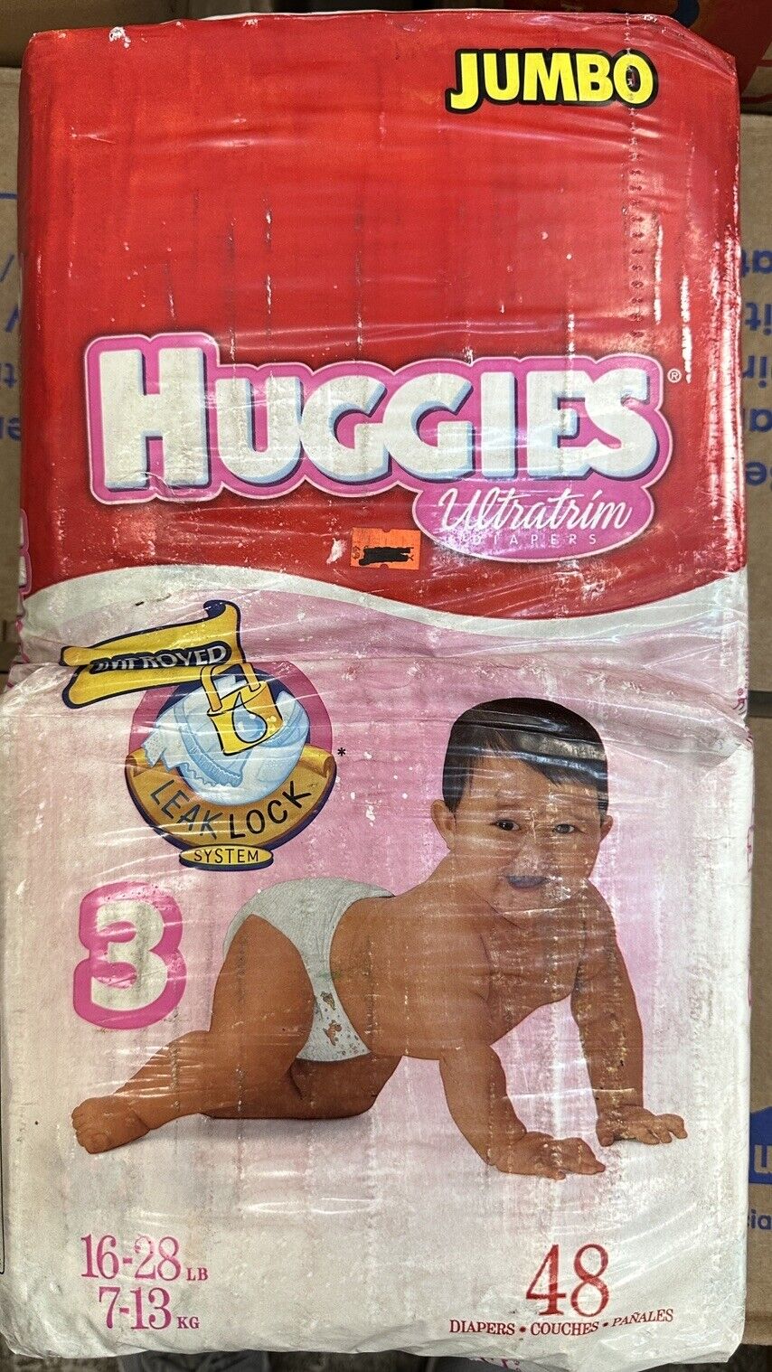 Vintage 2000 Huggies Ultrarim Diapers 16-28 Lbs Size 3 - 48 Ct