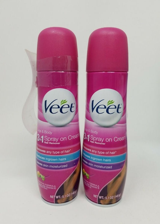 Veet - Hair Removal Cream Legs & Body 3 in1Cream Lot of 2 / 5.1 Oz. Sensitive