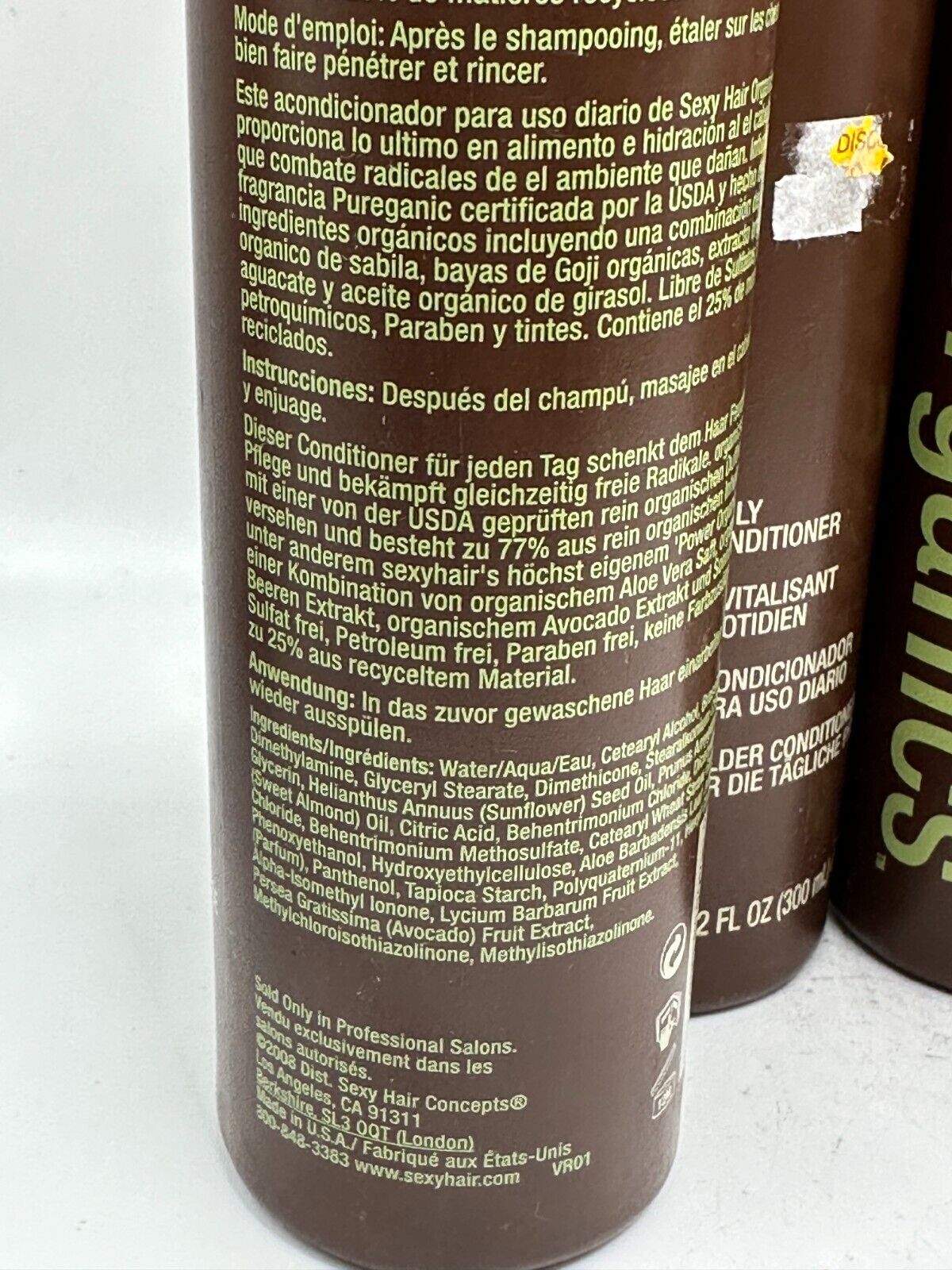 (5) Sexy Hair Organics Daily Conditioner Daily Conditioner - 10.2 oz each
