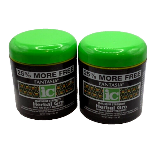 (2) Fantasia IC Maximum Strength Herbal Gro Hair & Scalp Treatment 5oz