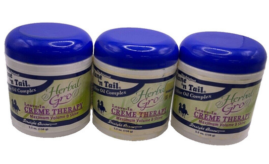 (3) Mane 'n Tail Olive Oil Complex Herbal Gro Leave-in Creme Therapy / 5.5oz