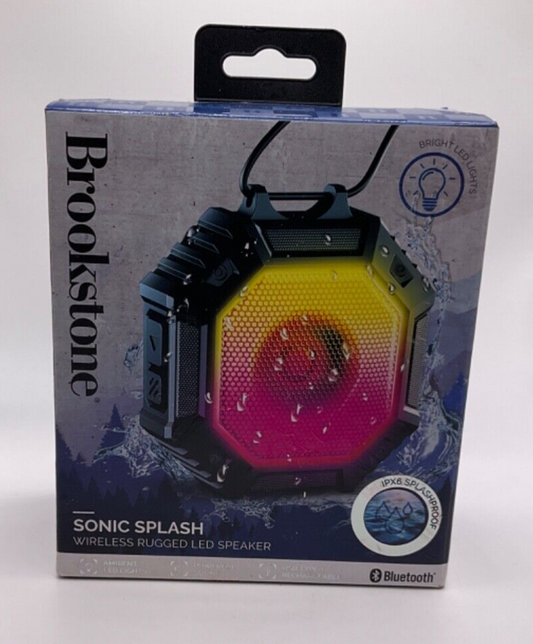 Brookstone Sonic Splash Wireless Rugged LED Bluetooth Speaker