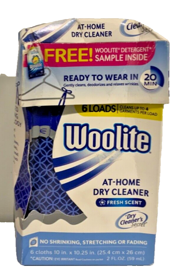 Woolite At Home Dry Cleaner Fresh Scent 6 Cloths Dry Cleaner’s Secret *DAMAGED