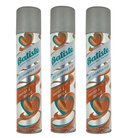 Batiste Nourish & Enrich Dry Shampoo 200ml 6.73 oz Almond Loveliness 3 Pack