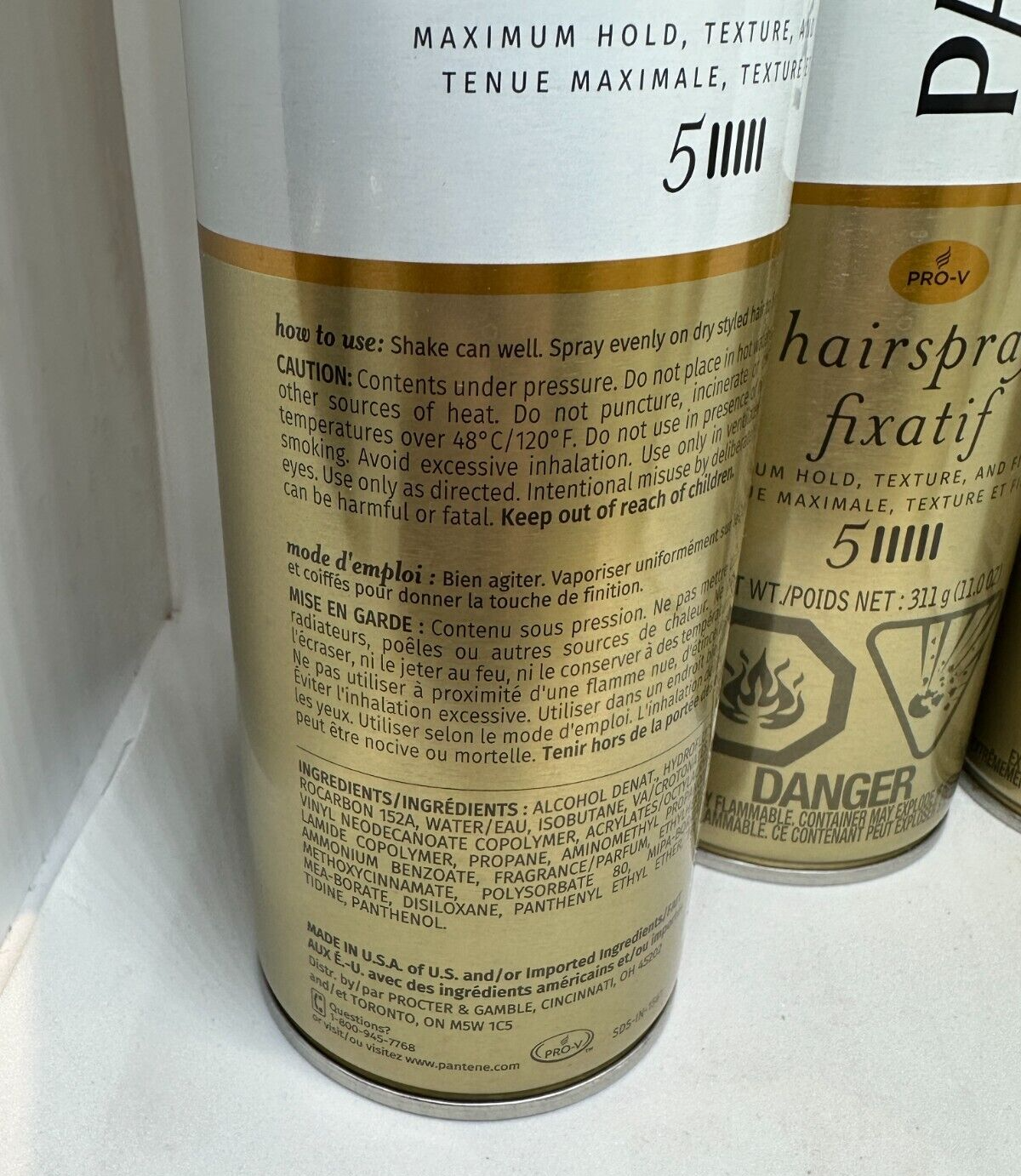 3 Pantene Pro V Level 5 Hairspray Maximum Hold Texture & Finish 11 oz Lot of 3