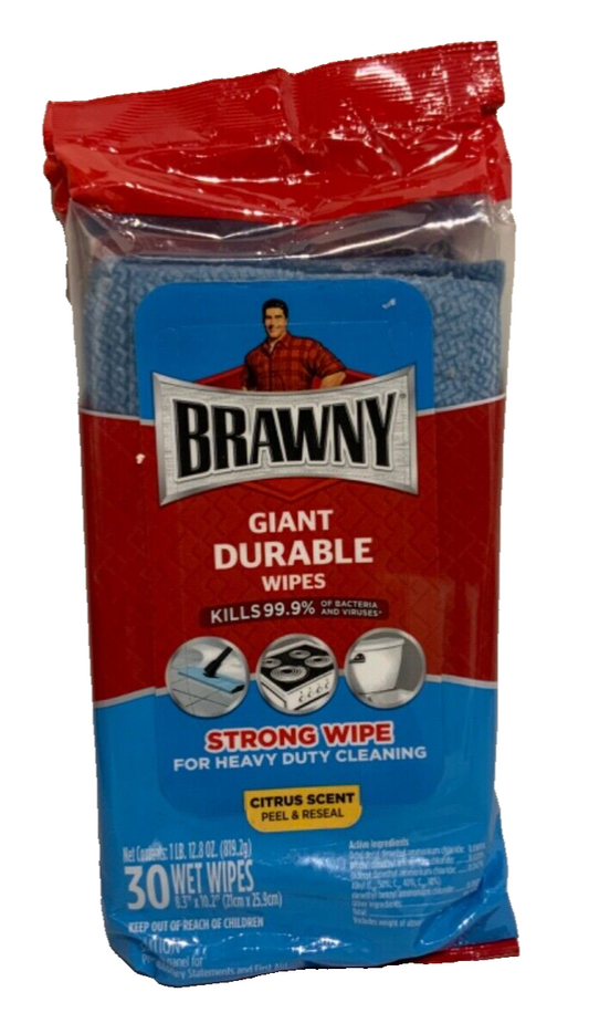 Brawny Giant Durable Wipes Strong Wipe Citrus Scent 30 Wet Wipes
