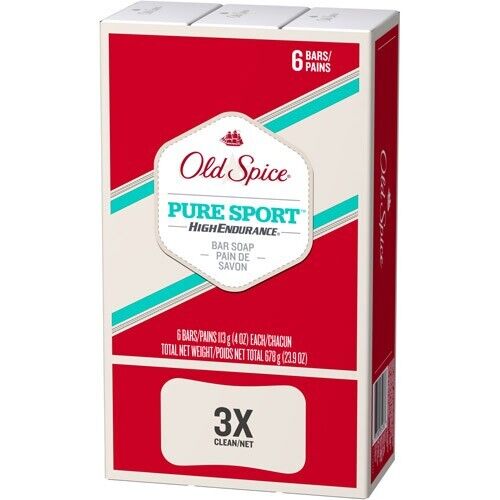 VINTAGE Old Spice Pure Sport High Endurance Bar Soap Sealed 6 Bars