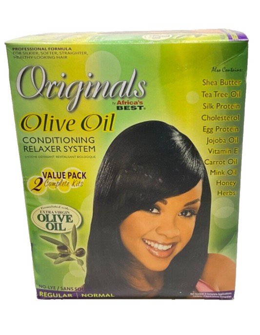 Africa's Best Originals Olive Oil Conditioning Relaxer Sysytem 2 packs-Regular