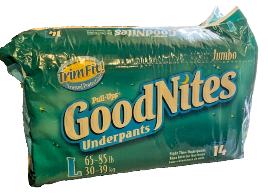 Vintage GoodNites Underpants Pull Ups Jumbo Boys Size L 65-85 lbs 14 Count Pack