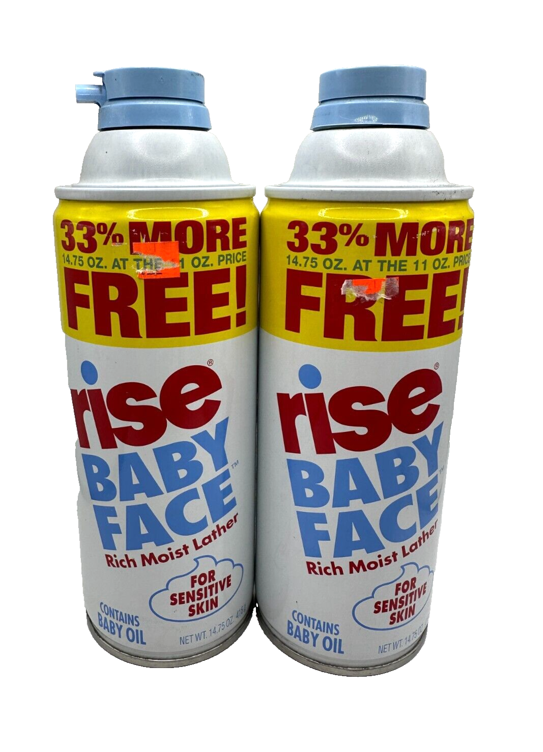 (2) Rise Baby Face Shaving Cream For Sensitive Skin 14.75 oz Vintage