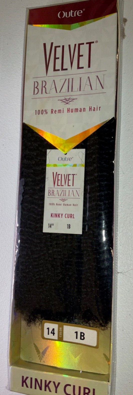 Outre Velvet Brazilian 100% Remi Human Hair Kinky Curl/Color 1B/ (14 inches)