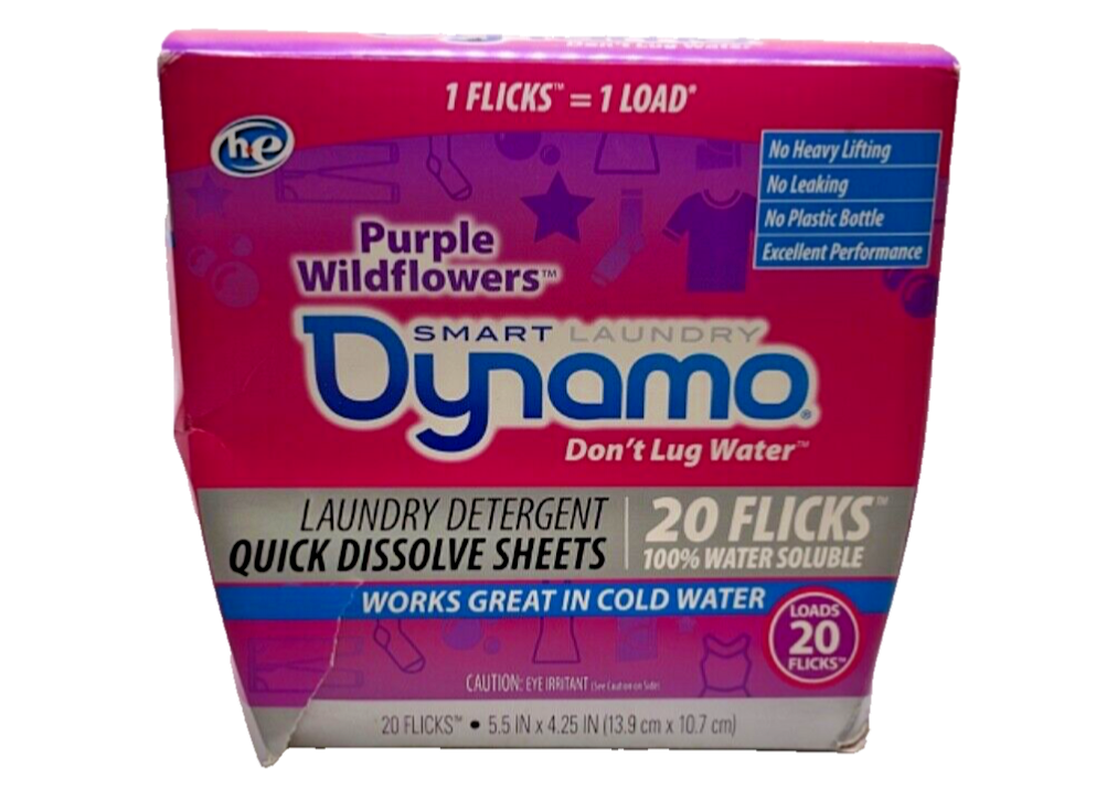 NEW Dynamo Purple Wildflowers Laundry Detergent Sheets 20 load