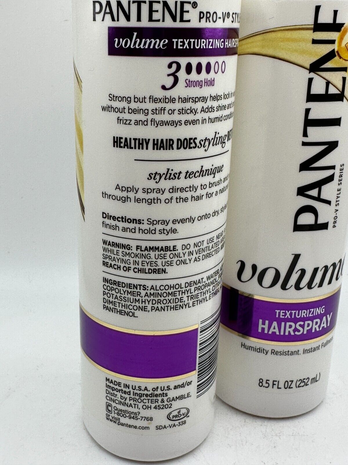 (2) Pantene Hairspray Volume Texturizing Original Strong Hold Pro V Style 8.5 oz