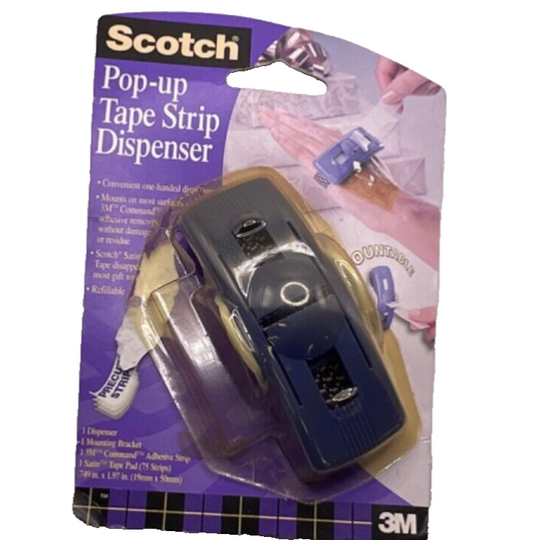 Scotch Pop-Up Gift Wrap Tape Blue Dispenser and One Tape Pad of 75 Strips