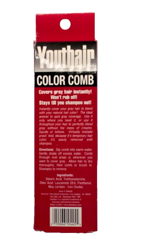 Youthair Color Comb Temporary Black Hair Color .247oz