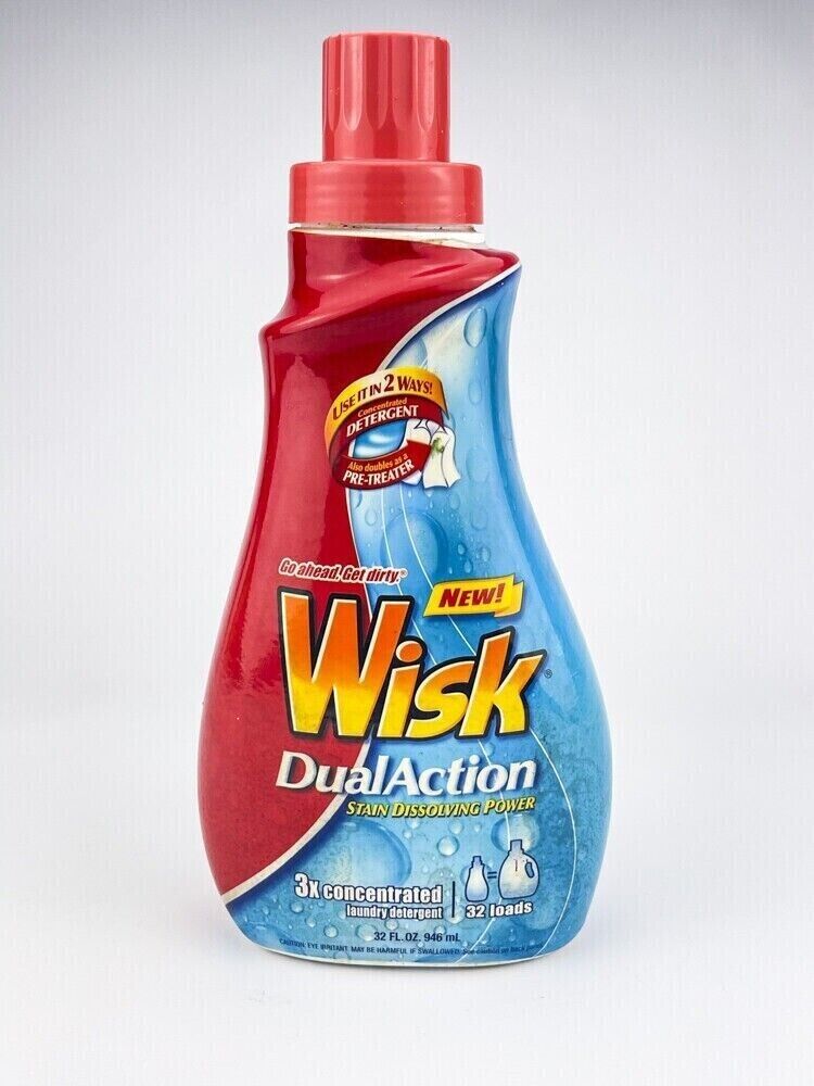 Wisk 3X Concentrated Dual Action Detergent Stain Dissolving 32 Load Concentrated