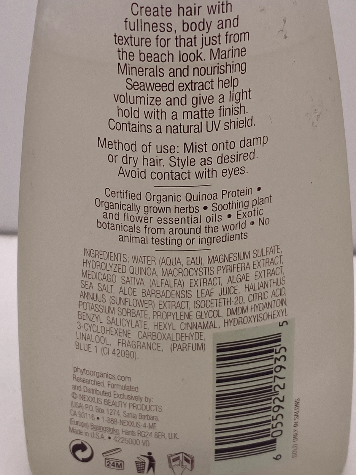 Nexxus Phyto Organics Sea Swell Ocean Air Texture Mist 5 fl oz