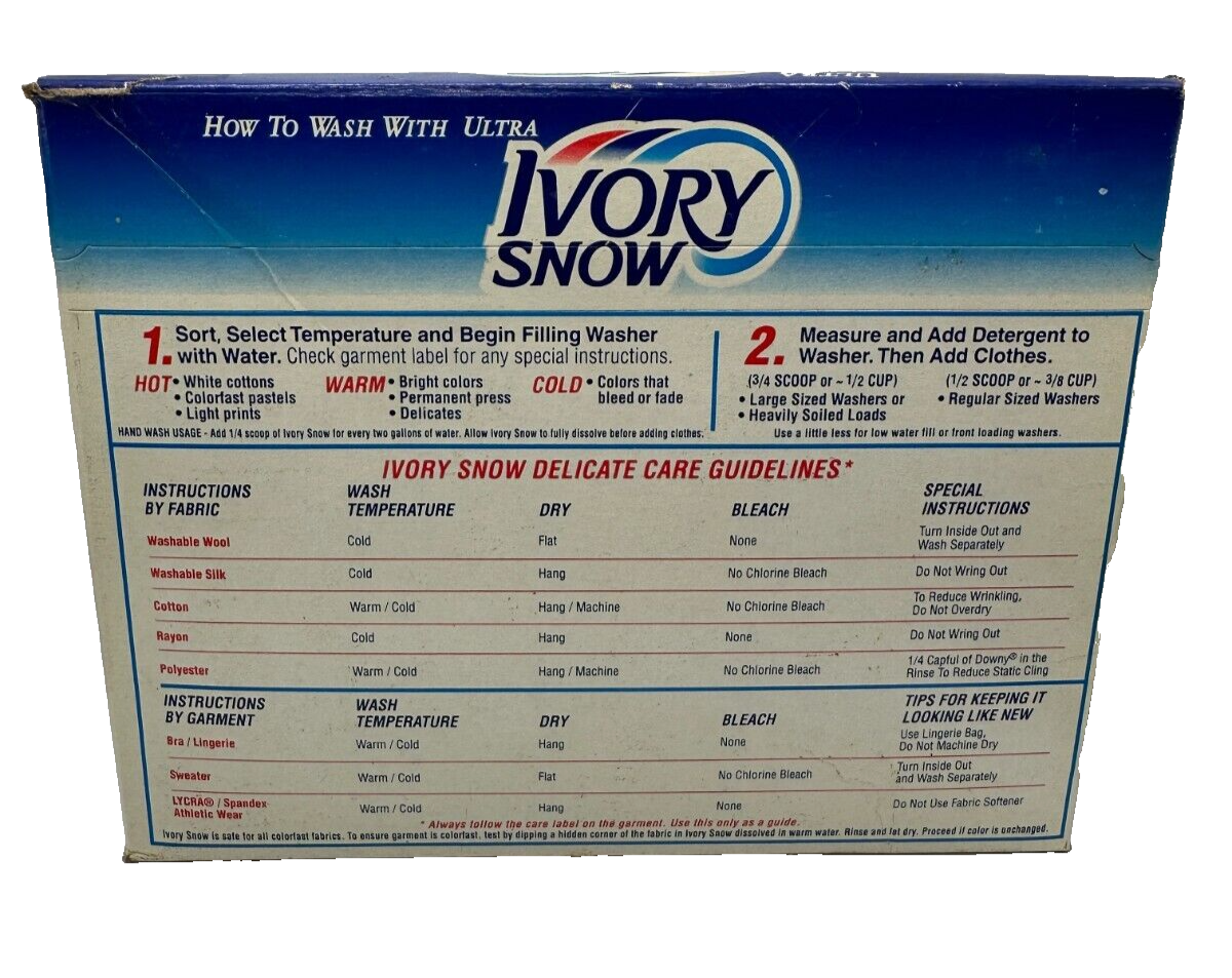 Vintage IVORY SNOW Detergent Soap Powder - Unopened- Factory Sealed 32 oz 1996