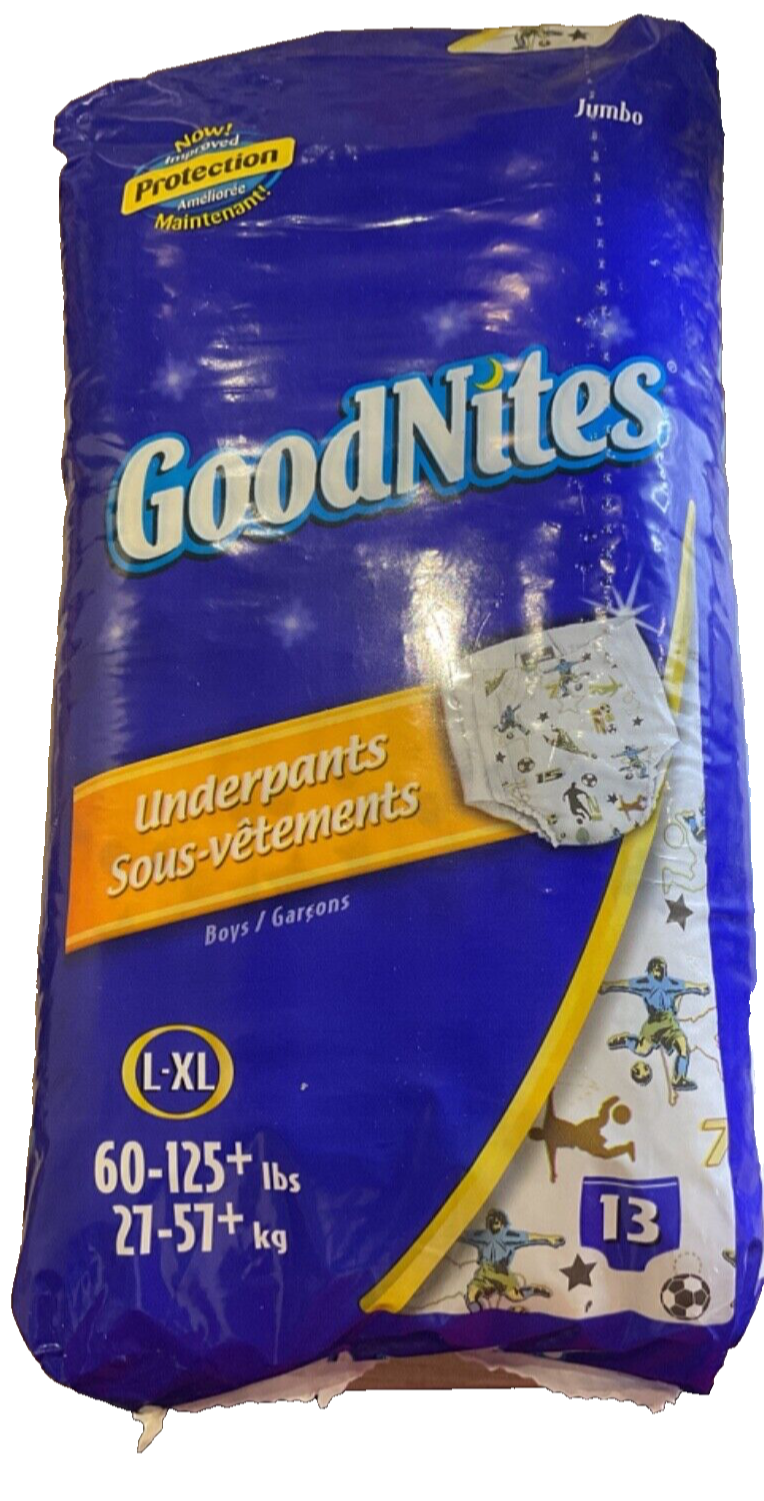 Vintage Goodnites Underpants Pull Ups diapers Boys Jumbo L XL 13 Ct Pack