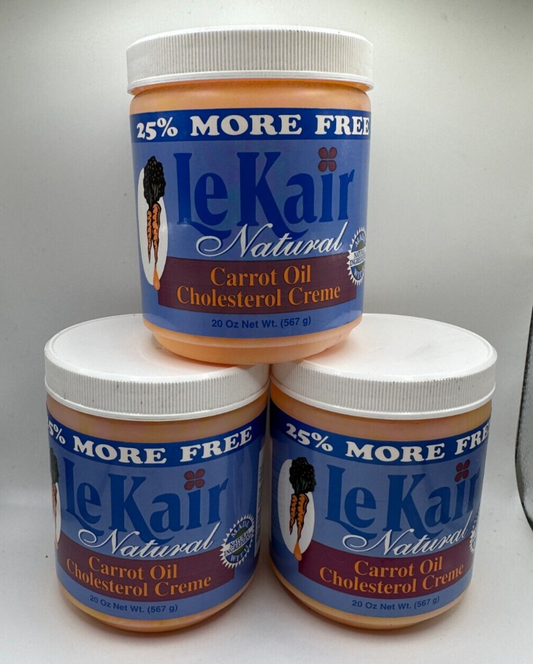 (3) Lekair Carrot Oil Cholesterol Creme 20 oz