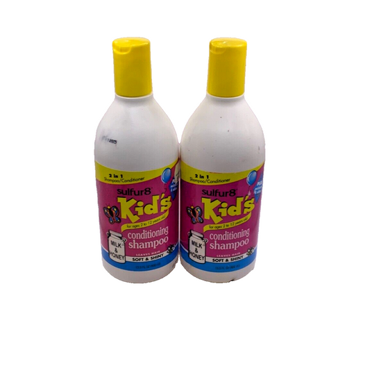 (2) Sulfur8 Kids 2-In-1 Conditioning Shampoo Soft & Shiny 13.5oz
