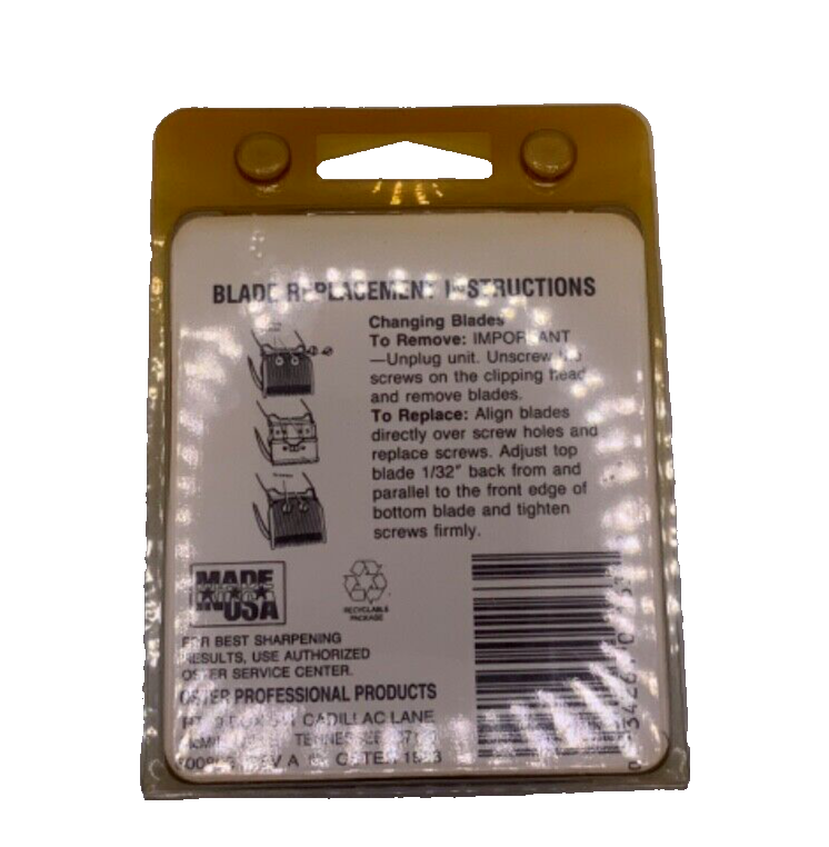 Oster Accessory Blade Model 23, 24 606-95 Fine Tooth 1/100” .25mm 91353