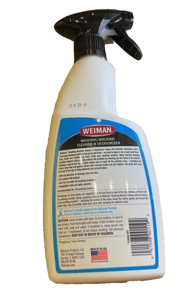 Weiman Washing Machine Cleaner & Deodorizer Spray 'n Go Eliminates Odors 24 Oz