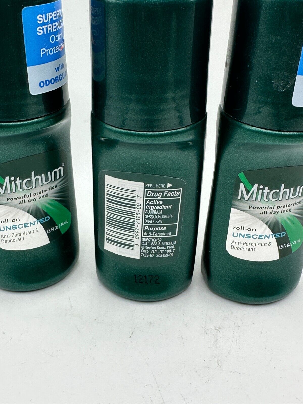 Lot of 3 MITCHUM ANTI PERSPIRANT DEODORANT ROLL ON UNSCENTED 1.5 OZ RARE