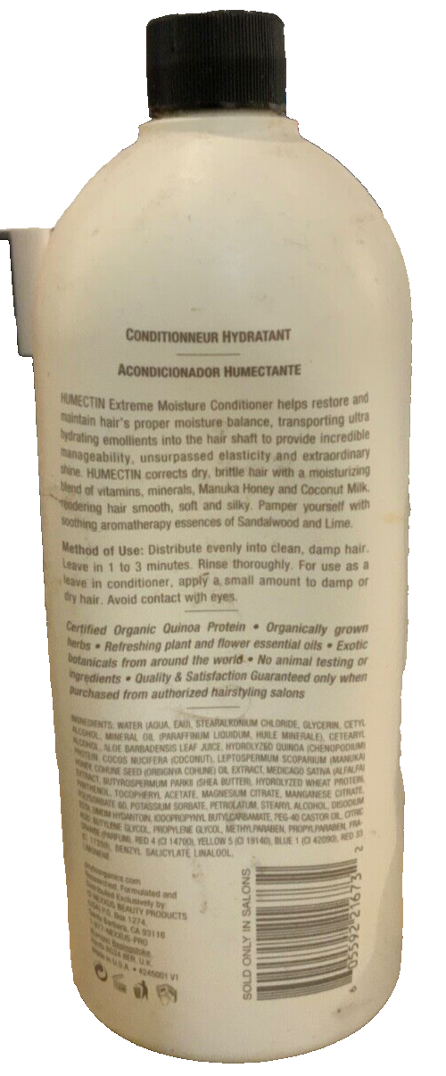 Nexxus Phyto Organics Humectin Extreme Moisture Conditioner 33.8oz *75% FULL*