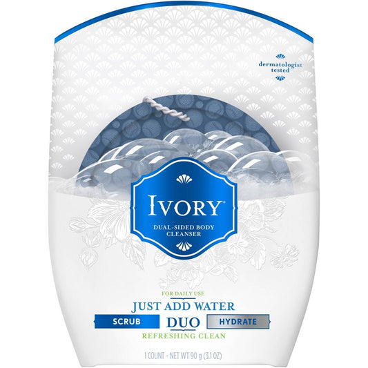 Ivory Dual-Sided Body Cleanser Duo Scrub Hydrate Refreshing Clean 3.1 oz.