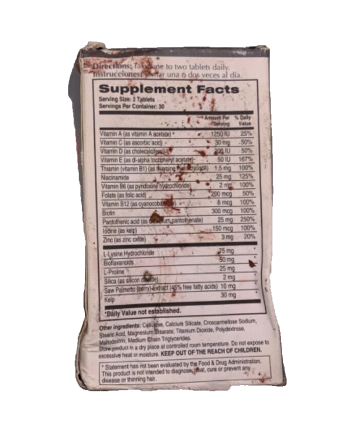 Bosley Health Hair Vitality Supplement 60 Tablets DAMAGED PACKAGING