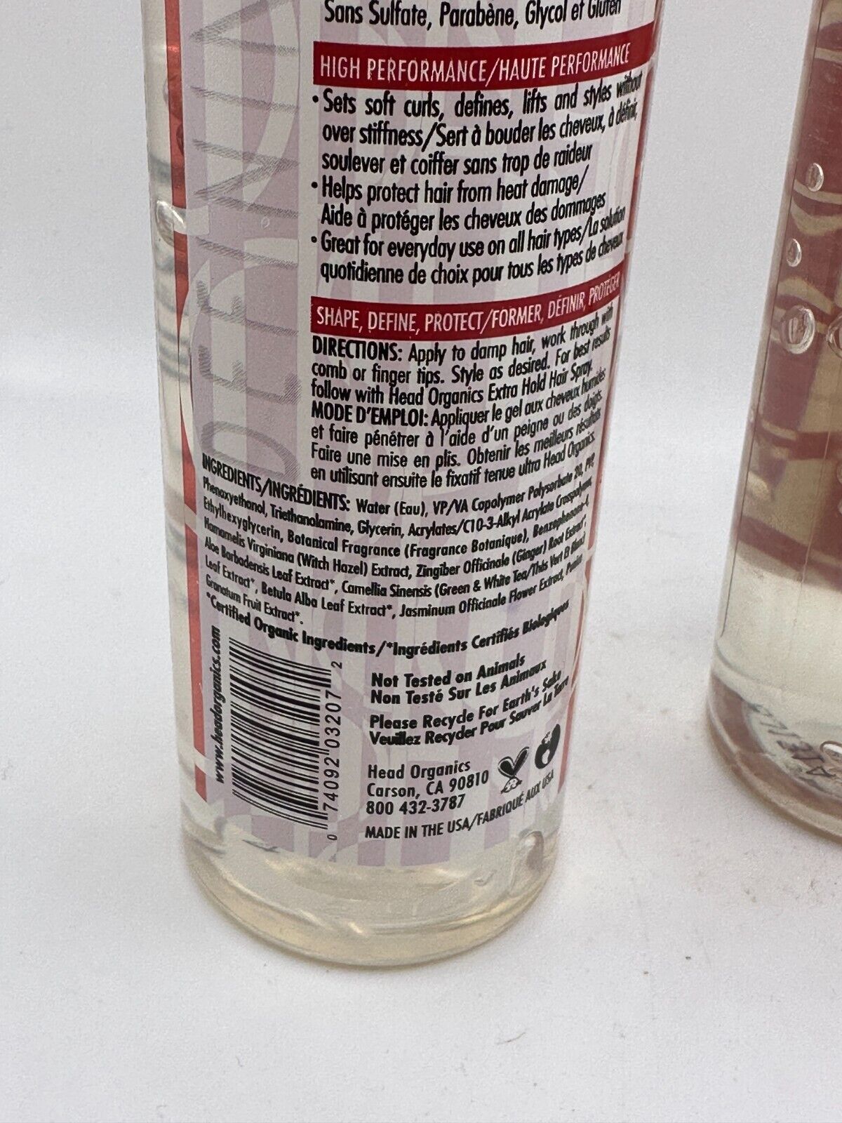 (2) Head Organics Extra Hold Hair Gel 8.45oz