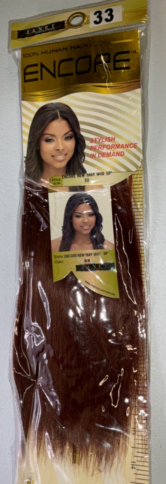 Janet Collection Encore 100% Human Hair New Yaky WVG/Color 33 (10 inches)