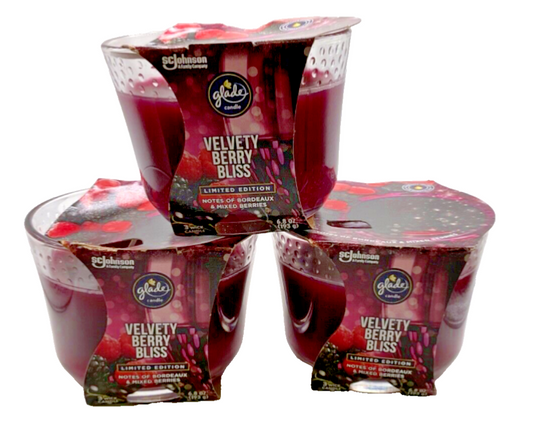 (3 Pack) Glade Candle Limited Edition Velvety Berry Bliss/6.8 oz