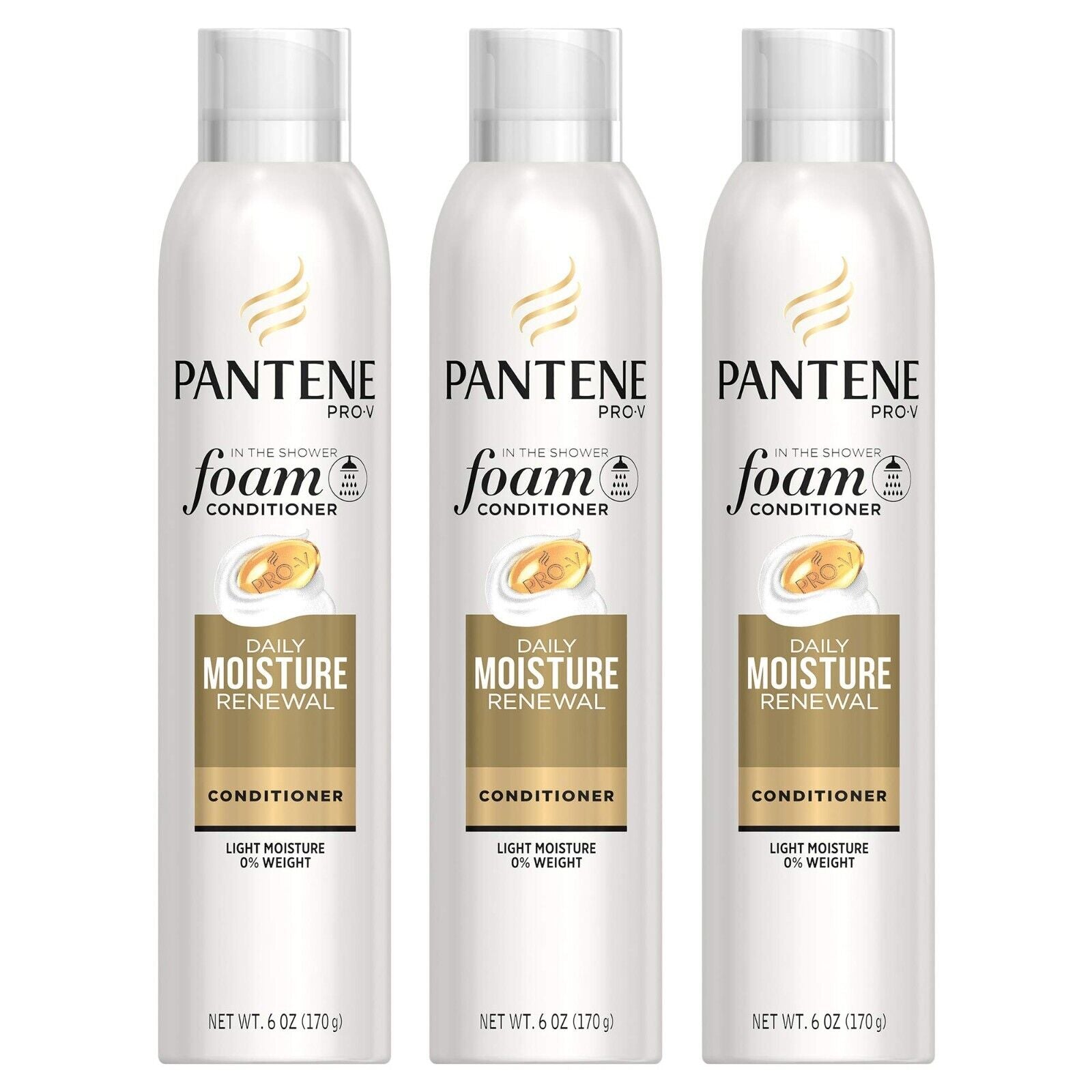 (3) Pantene Pro-V In The Shower Foam Conditioner Daily Moisture Renewal 6 oz