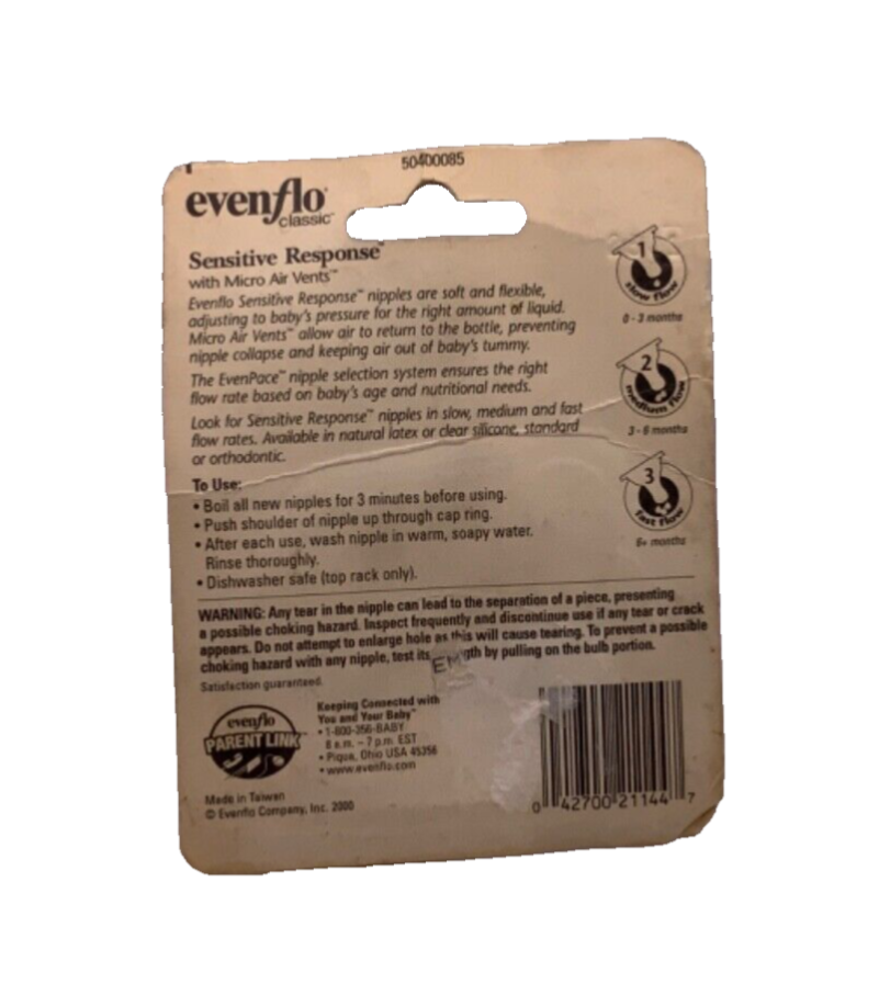 Evenflo Classic Sensitive Response Silicone Orthodontic Nipples 0-3 Mo