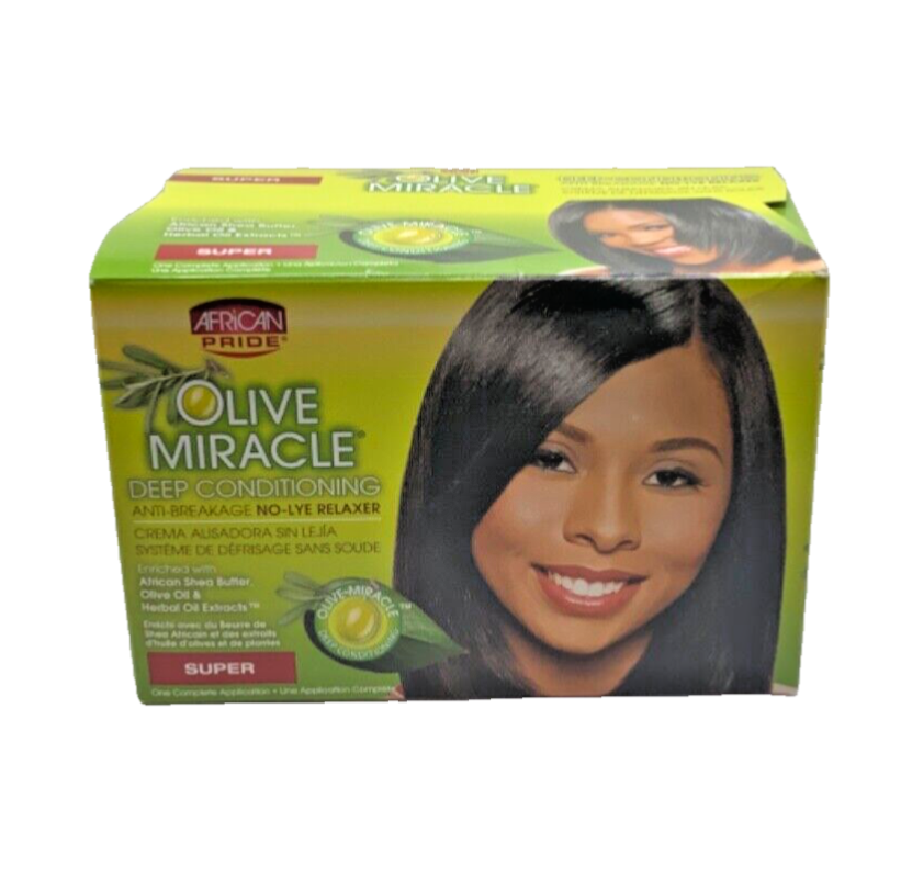 African Pride Olive Miracle Deep Conditioning Anti-Breakage No-Lye Relaxer Super