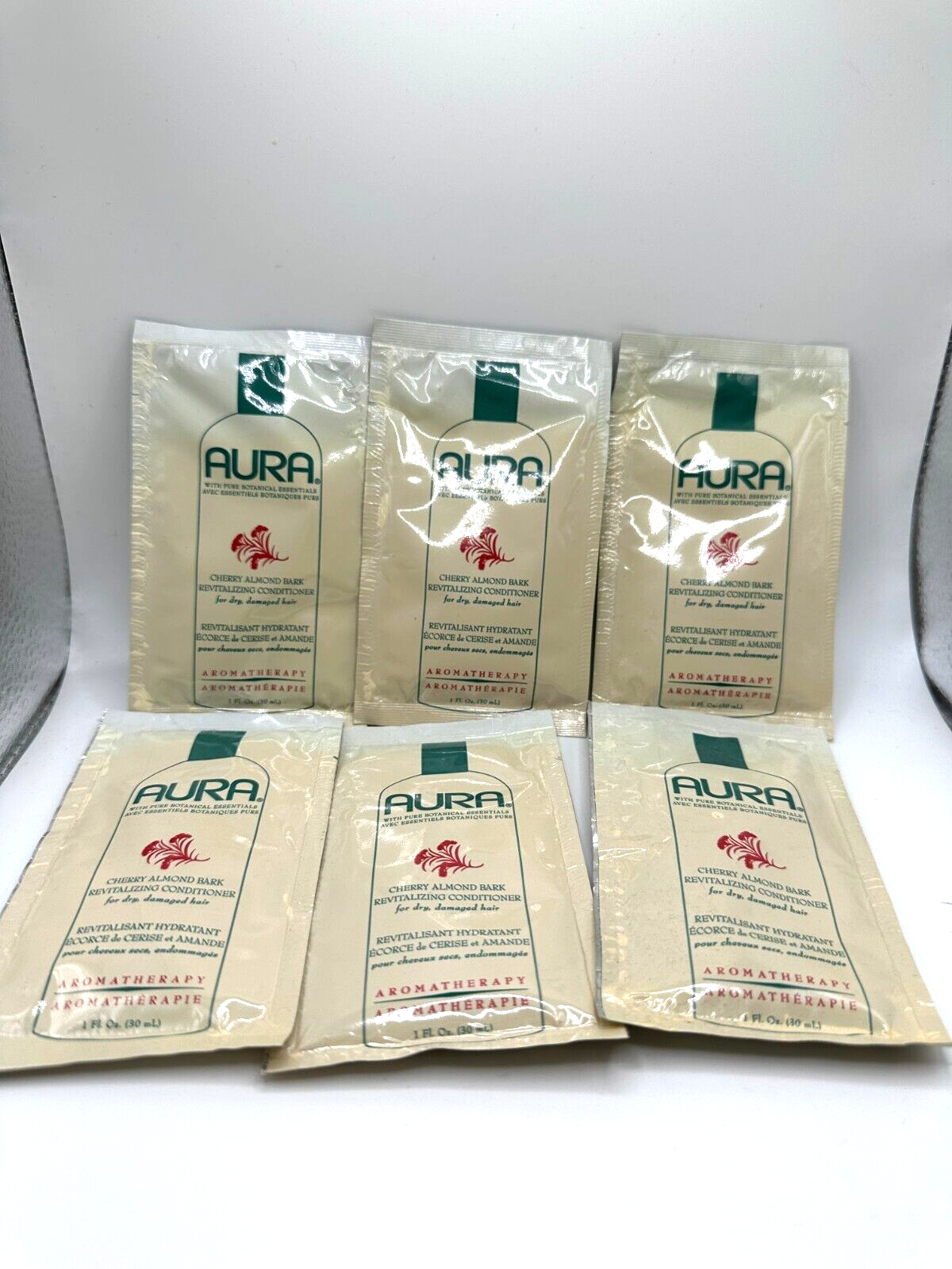 Lot of 6 AURA Cherry Almond Bark Revitalizing Conditioner 1 oz each- RARE