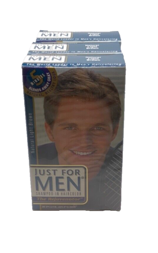 (3) VTG Just For Men Shampoo-In Haircolor The Rejuvenator Natural Light Brown