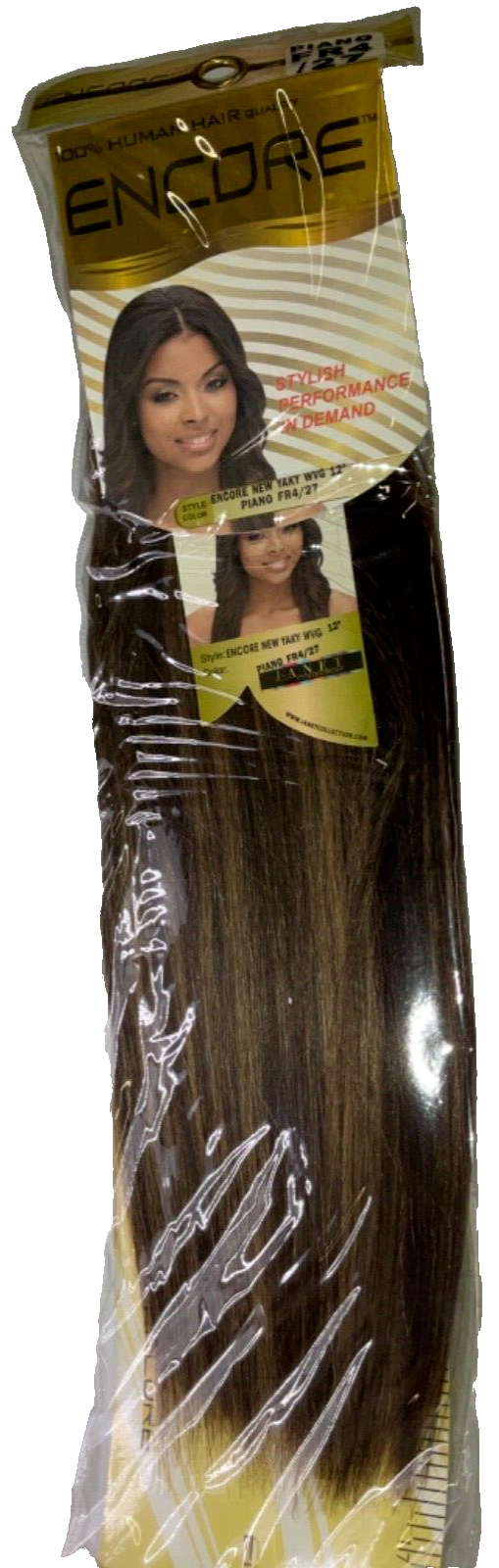 Janet Collection Encore 100% Human Hair New Yaky WV/Color Piano FR 4/27 (12inch)