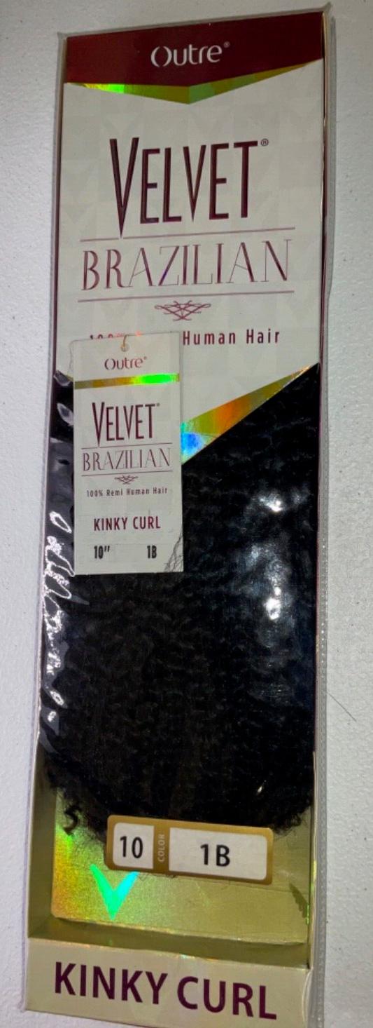 Outre Velvet Brazilian 100% Remi Human Hair Kinky Curl/Color 1B/ (10 inches)