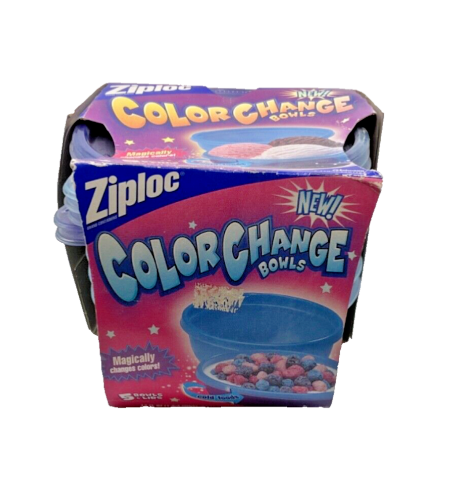 VTG 2001 Ziploc Color Change Bowls 5 Count SEALED